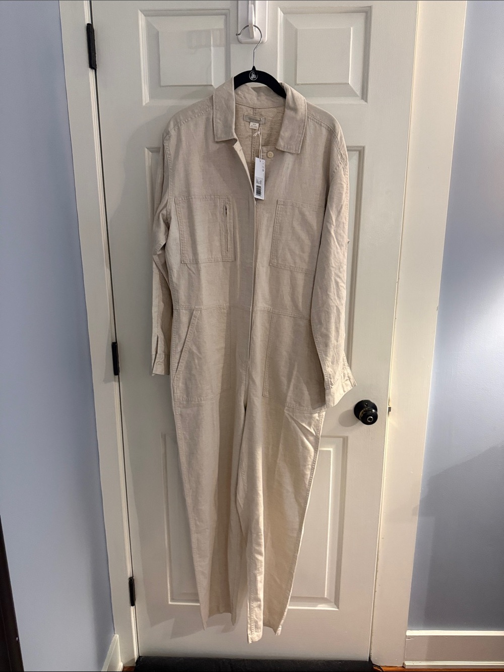 Outerknown Beige Long-Sleeve Utility Jumpsuit
